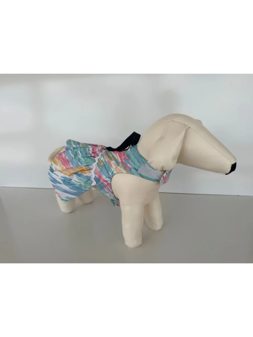 Handmade Small Dog Adjustable Dress Outfit w Harness Pastel Striped Waterproof